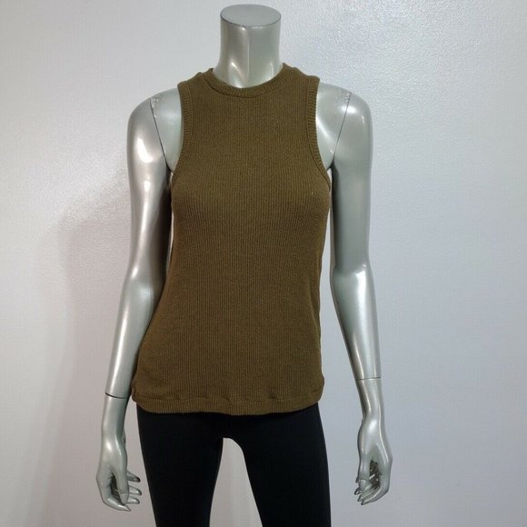 Madewell Boucle Knit Tank Top Size S Ribbed Stretch Crew Neck Pullover Green - Picture 2 of 6